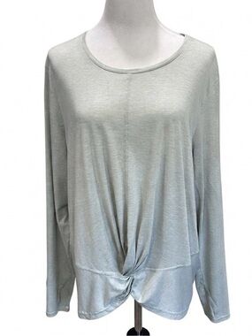 Athleta Long Sleeve Twist Front Top Sage Green Size 3X Soft Plus Activewear